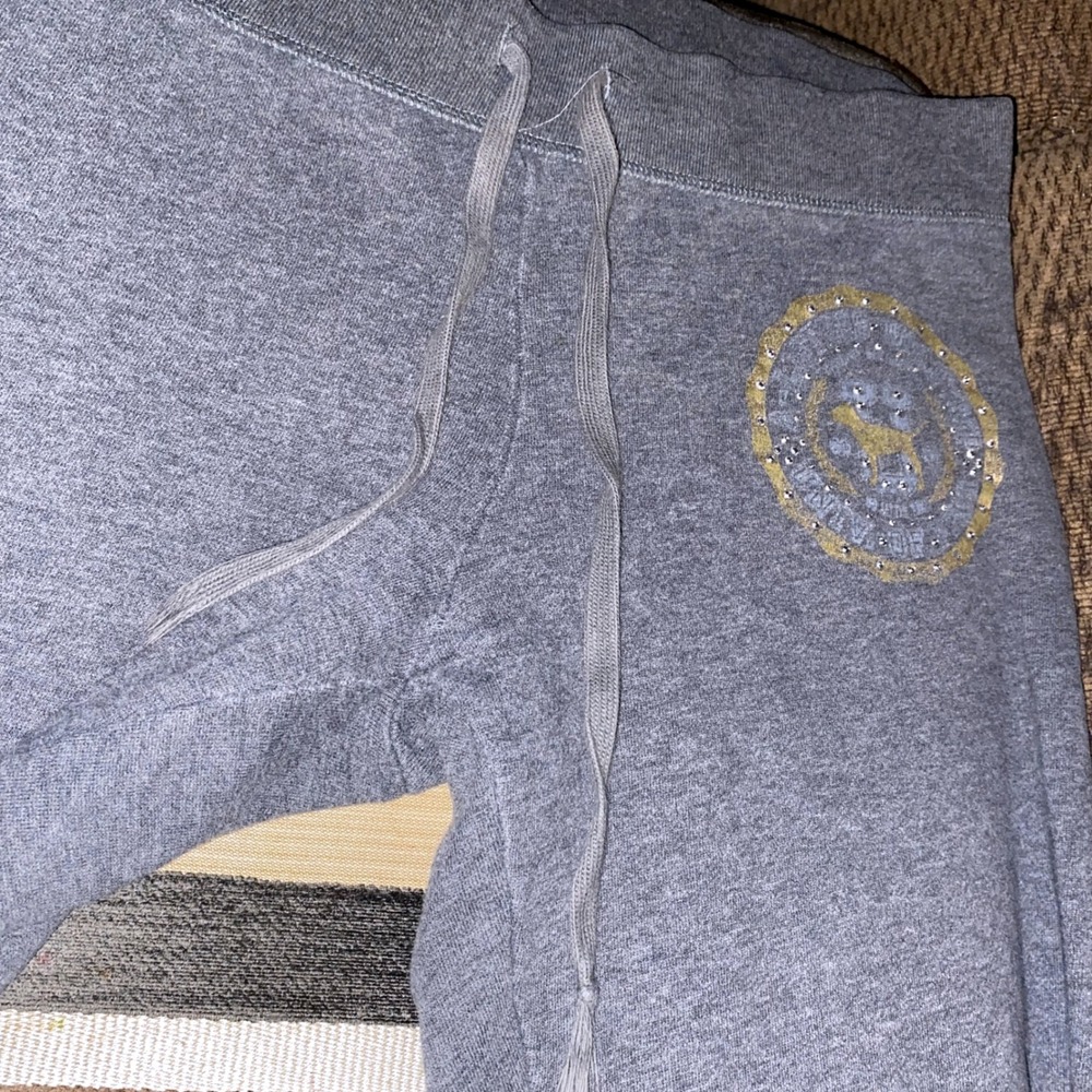 PINK Victoria's Secret University Pink Rhinestone Sweatpants Grey Lounge Joggers - Picture 7 of 10